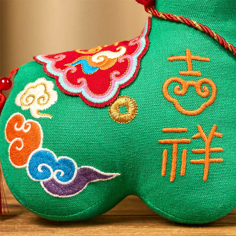 Buddha Stones Year of the Horse Copper Red String Fu Character Embroidery Prosperity Home Decoration