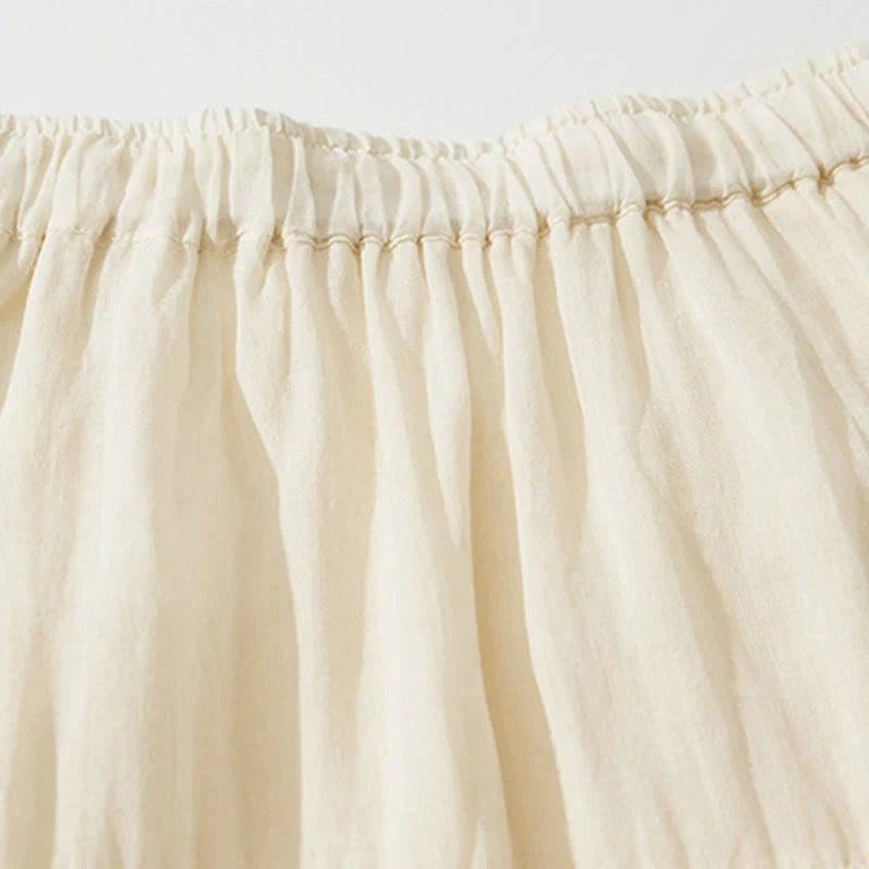 Buddha Stones Embroidery Hollow Design A-line Drawstring High Waist Women's Skirt With Pockets