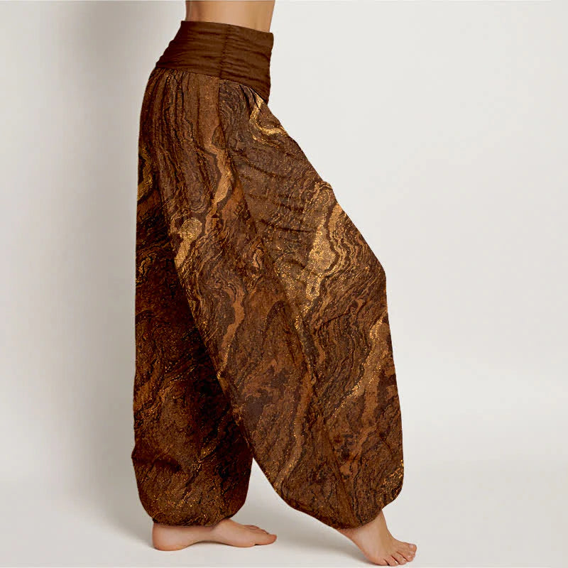 Buddha Stones Ripple High Elastic Waistband Women's Harem Pure Cotton Pants