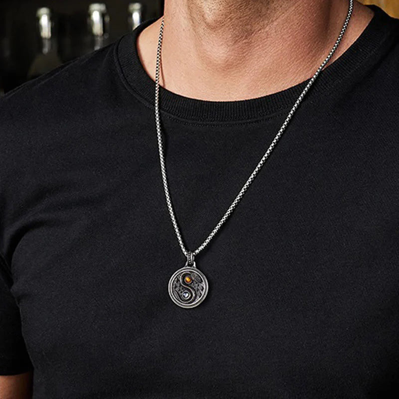 FREE Today: Harmony and Wealth Snake Yin Yang Symbol Copper Necklace Pendant
