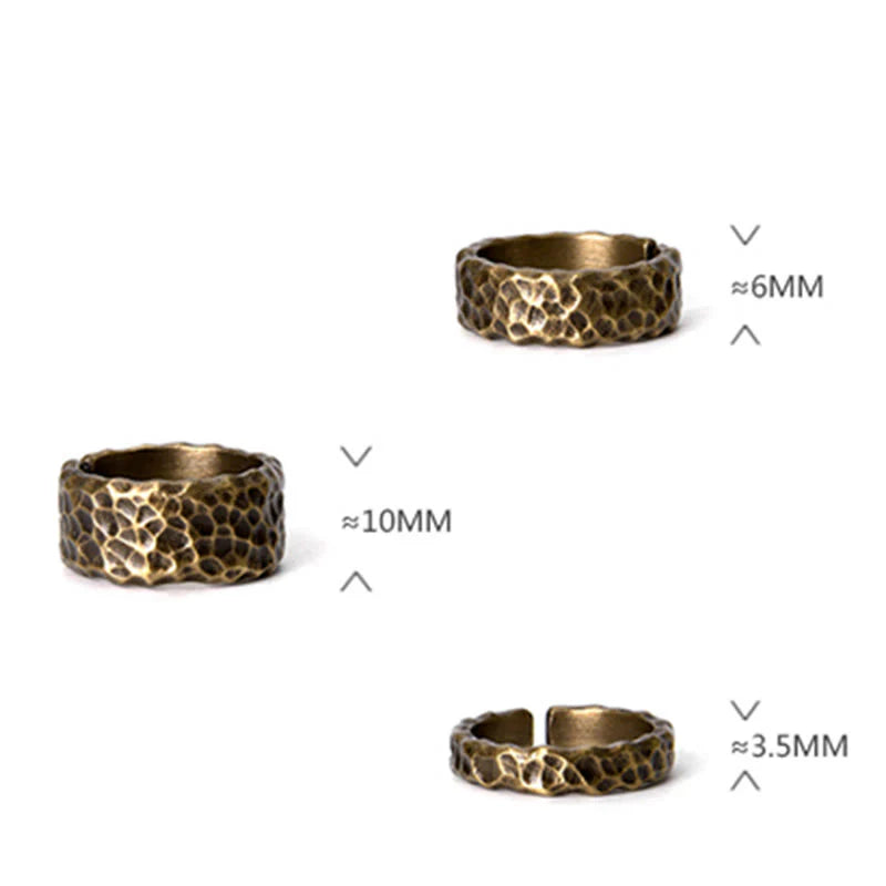 Buddha Stones Tibetan Bump Texture Design Copper Brass Luck Ring