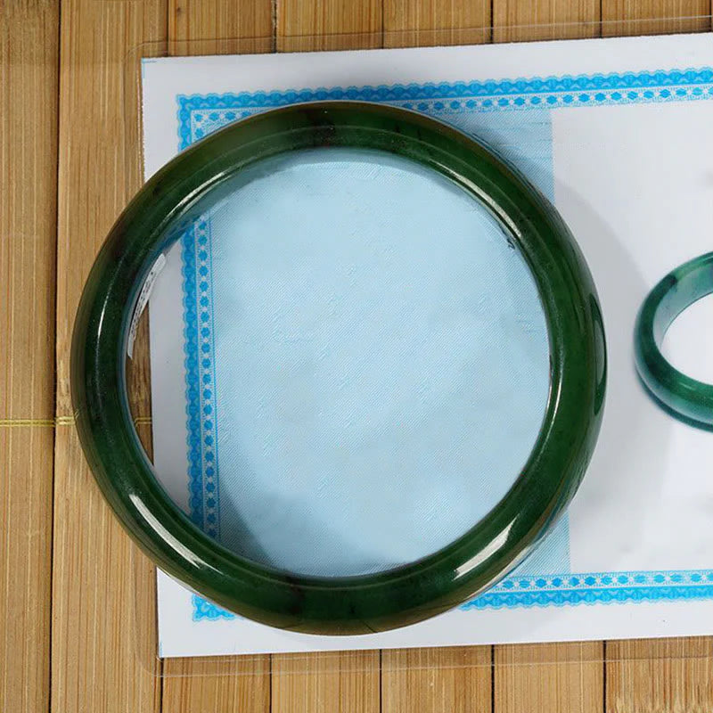 Buddha Stones Natural Hetian Cyan Jade Happiness Success Bracelet Bangle