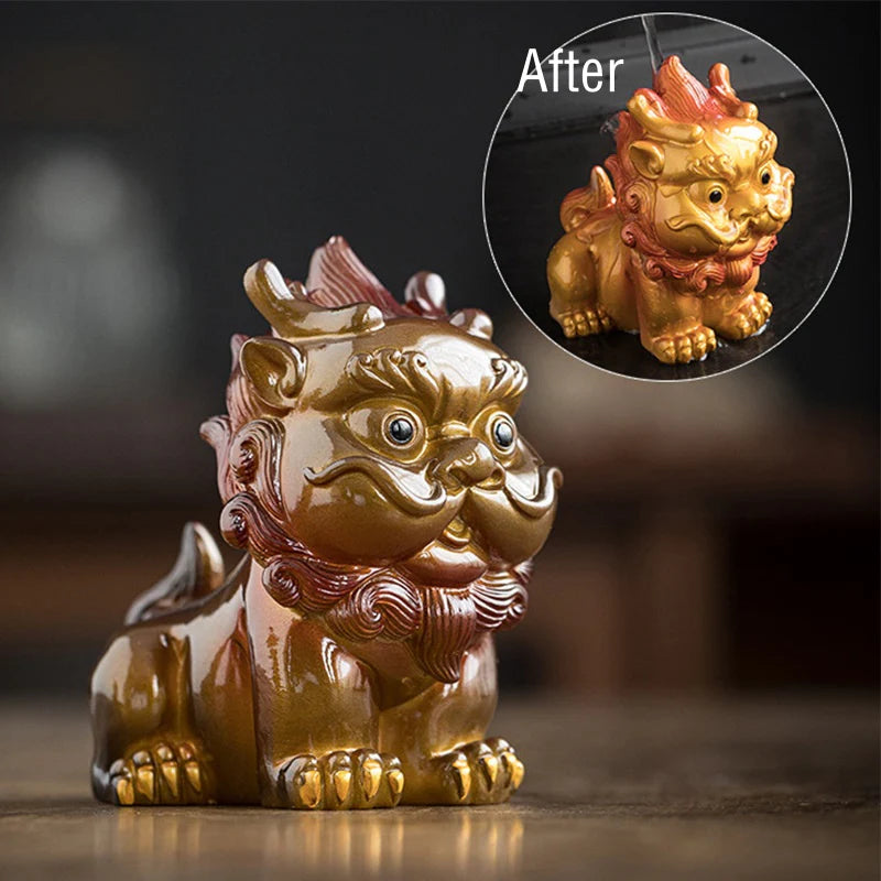 Buddha Stones Color Changing Small PiXiu Resin Tea Pet Wealth Home Figurine Decoration