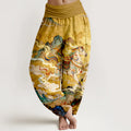Buddha Stones Cotton Gorgeous Mountain Horse Cloud Pattern Women's Elastic Waist Harem Pants