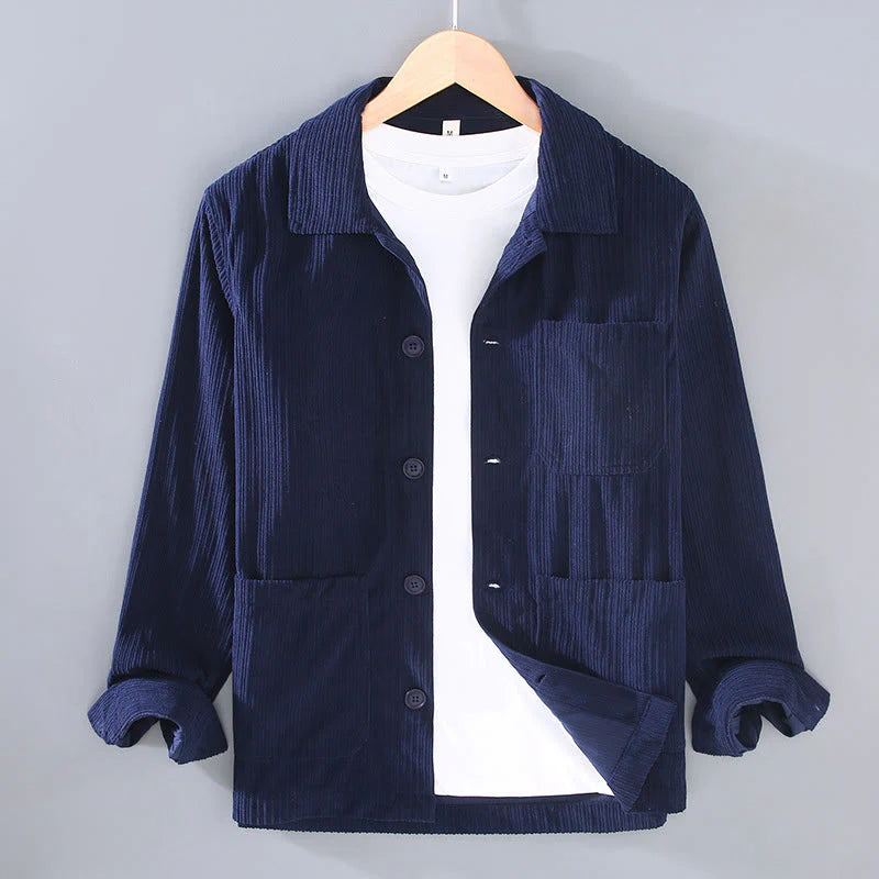 Buddha Stones Fall Lapel Design Long Sleeve Button Men's Jacket With Pockets