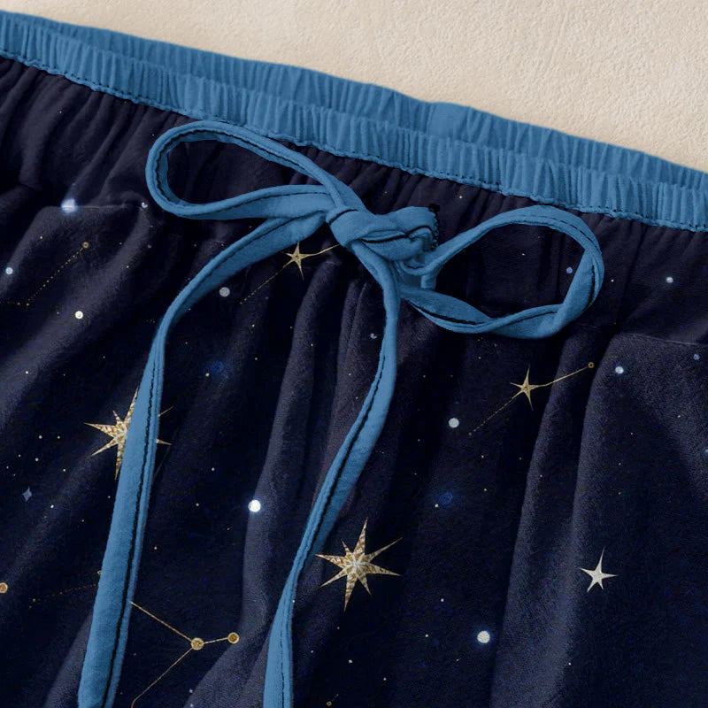 Buddha Stones Pure Cotton Starry Sky Ocean Mythical Beast Pattern Women's Elastic Waist Pants With Pockets