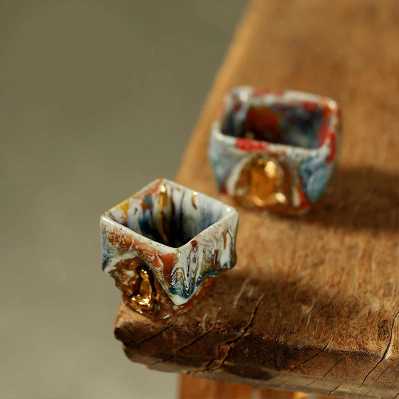 Buddha Stones Hand-painted Dunhuang Meditating Buddha Shino Ceramic Teacup Kung Fu Tea Cup