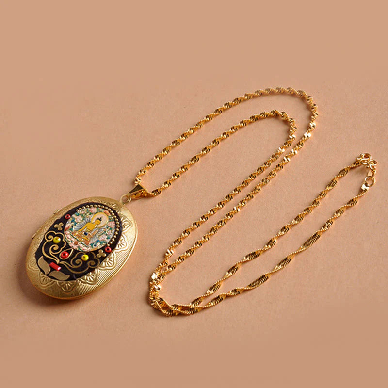 Buddha Stones Copper Kwan Yin Avalokitesvara Zakiram Wealth Pendant Necklace