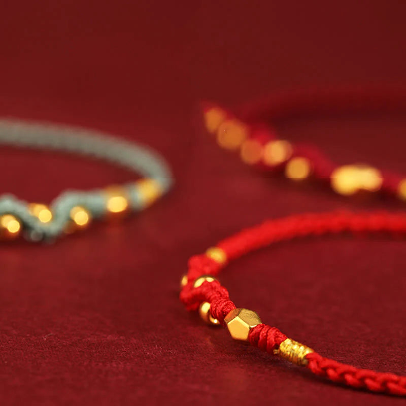 Buddha Stones 999 Gold Year of the Snake Mini Gold Bead Handmade Luck Protection Braided Bracelet (Extra 30% Off | USE CODE: FS30)