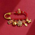 Buddha Stones Year Of The Horse Charm Fu Character Attract Fortune Ruyi Handle Brass Luck Brooch