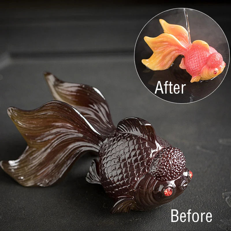 Buddha Stones Color Changing Koi Fish Resin Tea Pet Wealth Home Figurine Decoration