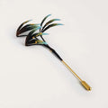 Buddha Stones Handmade Velvet Flower Mulberry Silk Green Bamboo Leaves Brooch