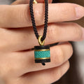 Buddha Stones Ebony Wood Turquoise Cylinder Peace Necklace Pendant