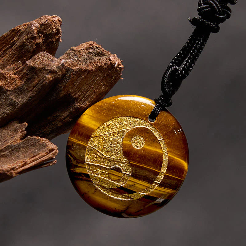 Buddha Stones Various Crystal Amethyst Tiger Eye Green Aventurine Yin Yang Spiritual Necklace Pendant