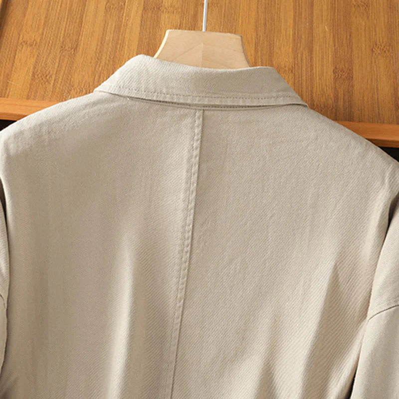 Buddha Stones Casual Women's Long Sleeve Stand Collar Cotton Polyester Shirt With Pockets