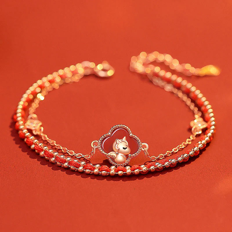 Buddha Stones 925 Sterling Silver Year Of The Horse Red Agate Hetian Jade Confidence Bracelet