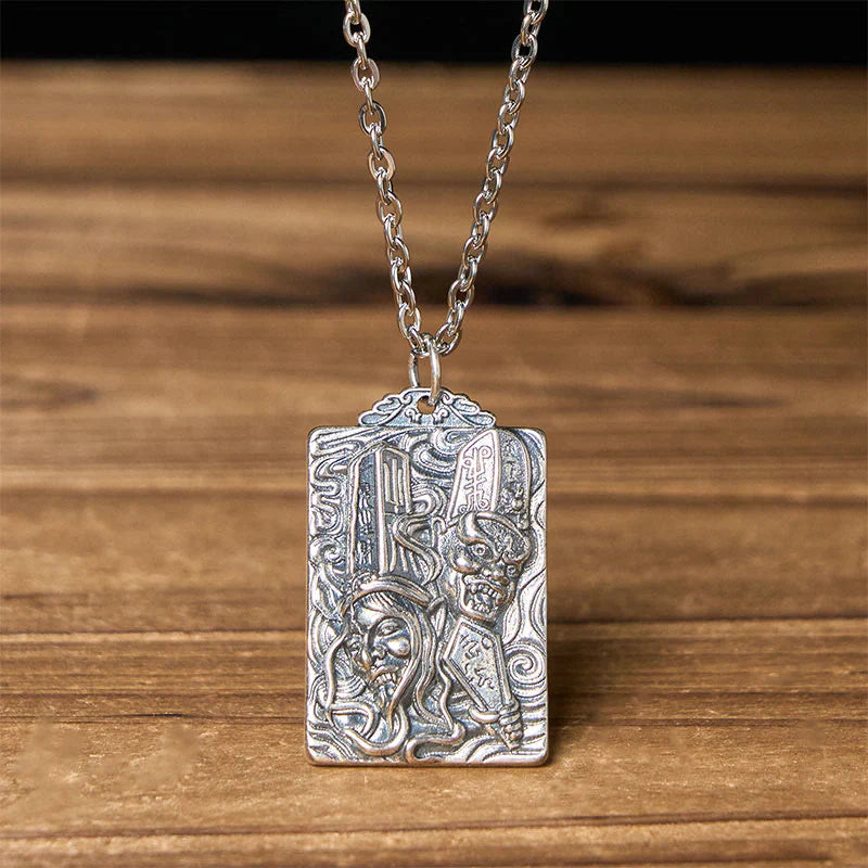 Buddha Stones Copper Black White Impermanence Pattern Balance Pendant Necklace