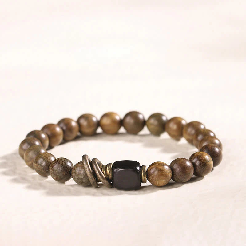 Buddha Stones Tibetan Green Sandalwood Crystal Soothing Peace Bracelet