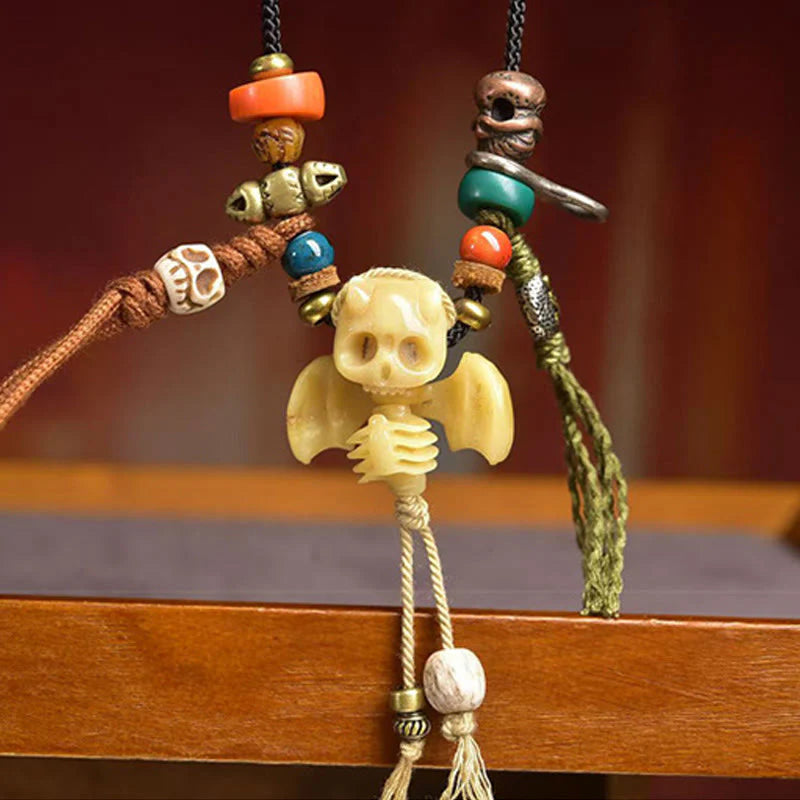 Buddha Stones Tibetan Skull The Lord of the Corpse Forest New Beginning Rope Necklace Pendant
