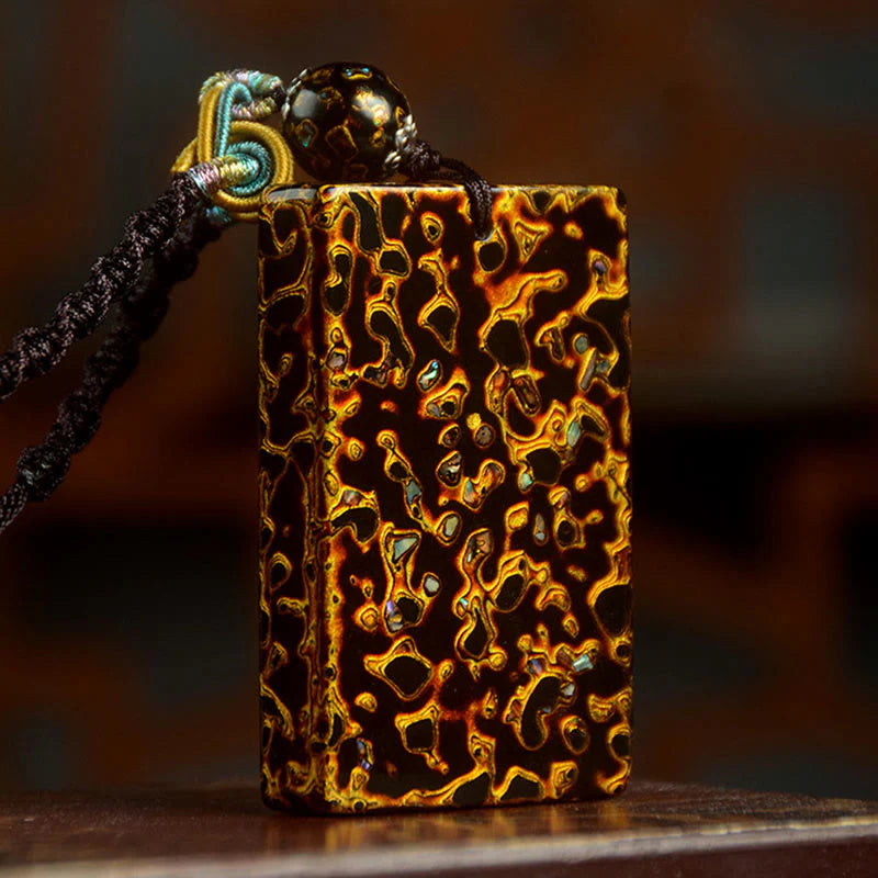 Buddha Stones Handcrafted Lacquer Craft Sandalwood Protection Pendant Necklace