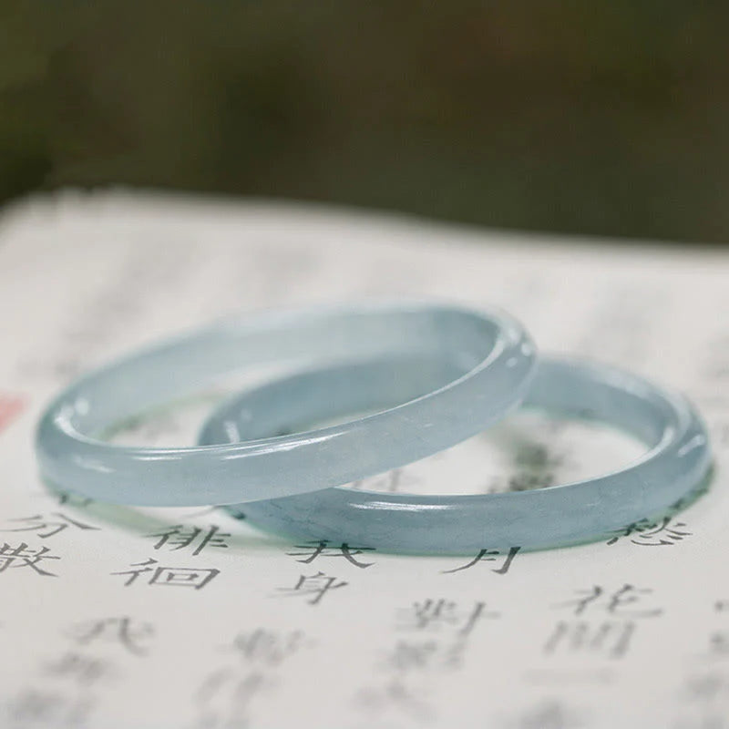 Buddha Stones Natural Aquamarine Serenity Bangle Bracelet (Extra 30% Off | USE CODE: FS30)
