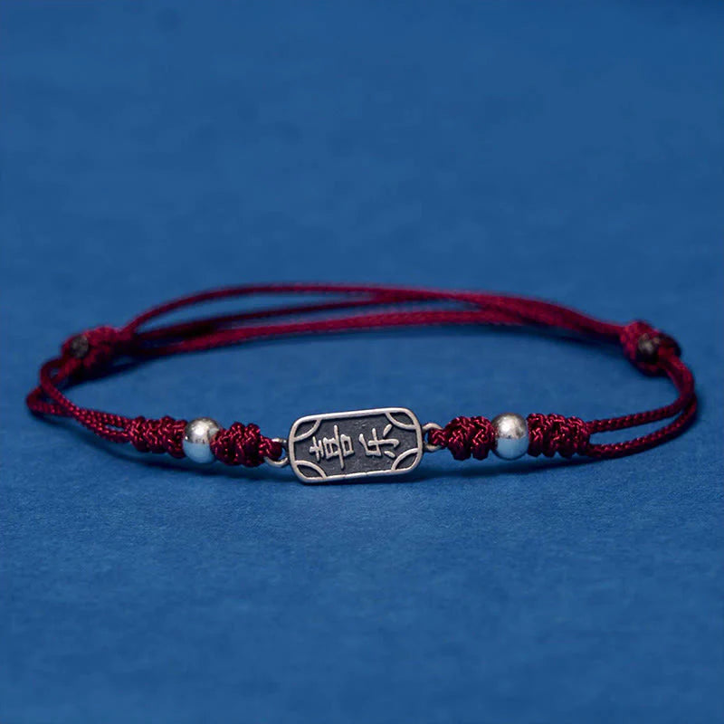 Buddha Stones Handmade 925 Sterling Silver Peace And Joy Safe Well Protection Braided Bracelet