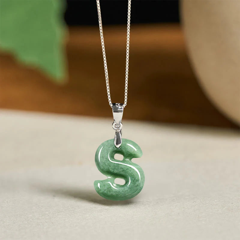 Buddha Stones May You Find Your Own Meaning Natural A-Z Letter Jade 925 Sterling Silver Chain Necklace Includes Gift Message Card