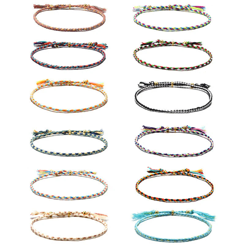 Buddha Stones Handmade Colorful Rope Braided Tassel Adjustable Harmony Bracelet