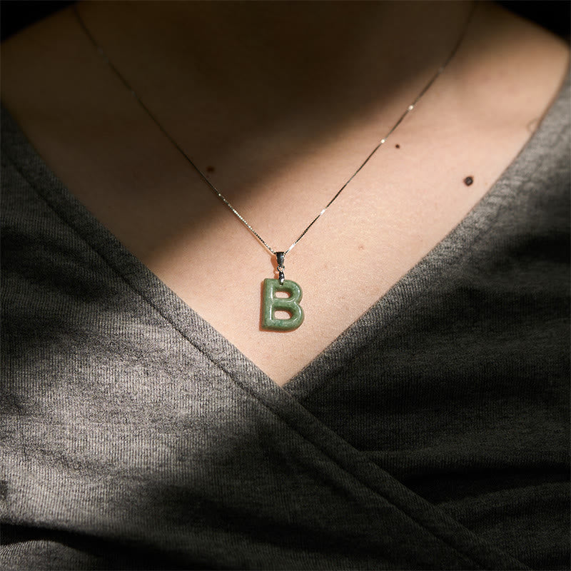 Buddha Stones May You Find Your Own Meaning Natural A-Z Letter Jade 925 Sterling Silver Chain Necklace Includes Gift Message Card