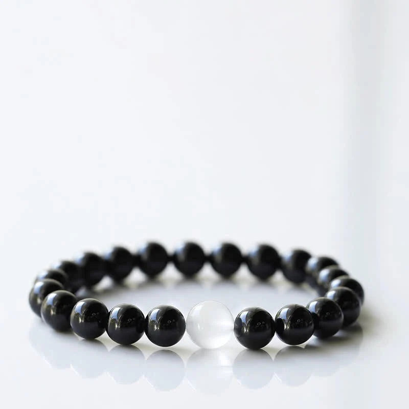 Buddha Stones Black Tourmaline Crystal Zodiac Animal Design Resilience Bracelet