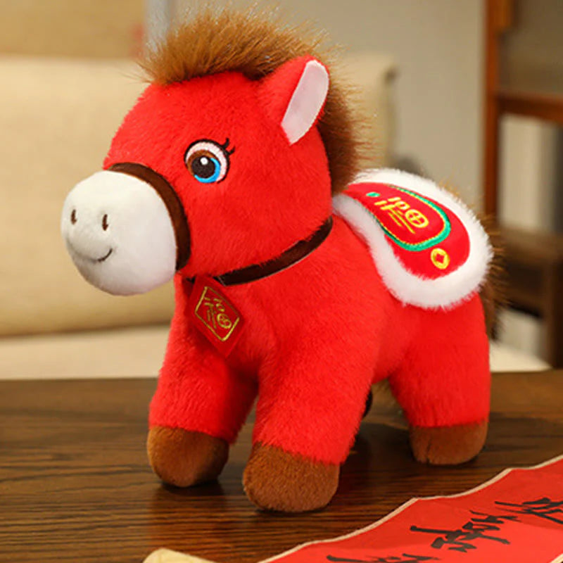 Buddha Stones Year Of The Horse Fu Character Plush Horse Doll Prosperity Fortune Home Decoration