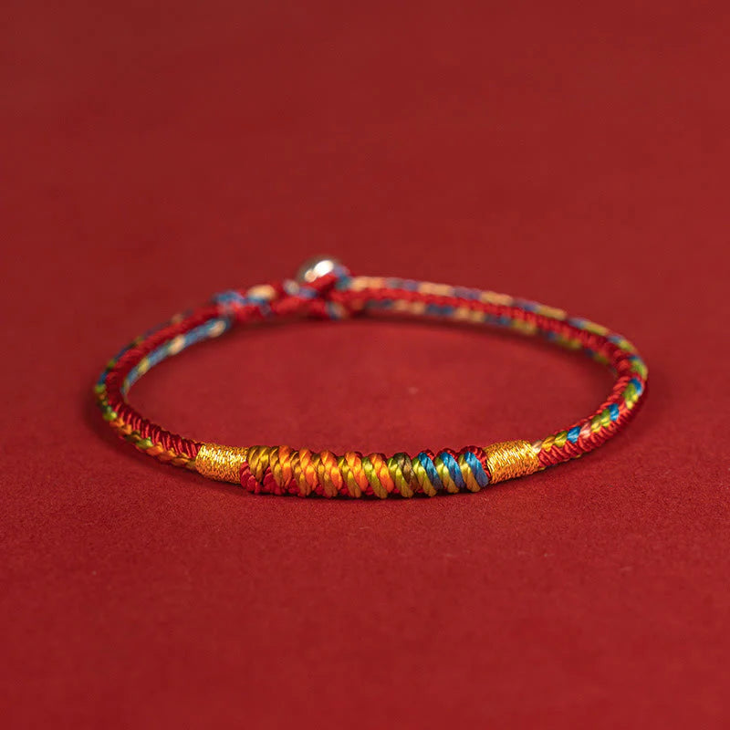 Buddha Stones Multicolor Red String Alloy 925 Sterling Silver Buckle Protection Bracelet