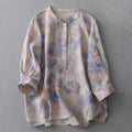 Buddha Stones Spring Floral Pattern Crew Neck Long Sleeve Women's  Polyester Shirt