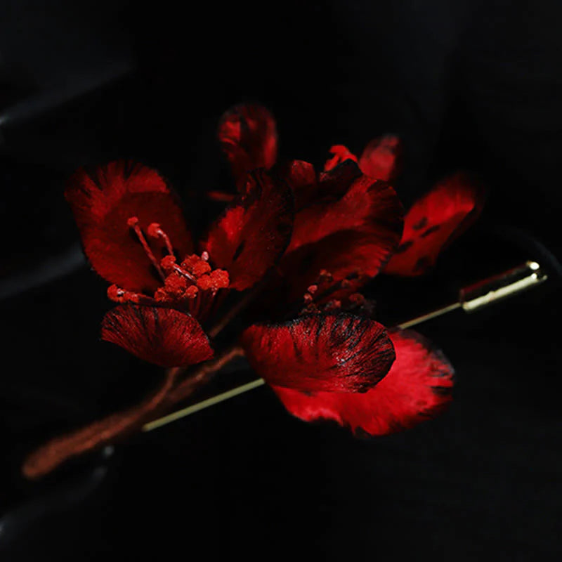Buddha Stones Handcrafted Silk Art Cyclamen Persicum Flower Blessing Brooch