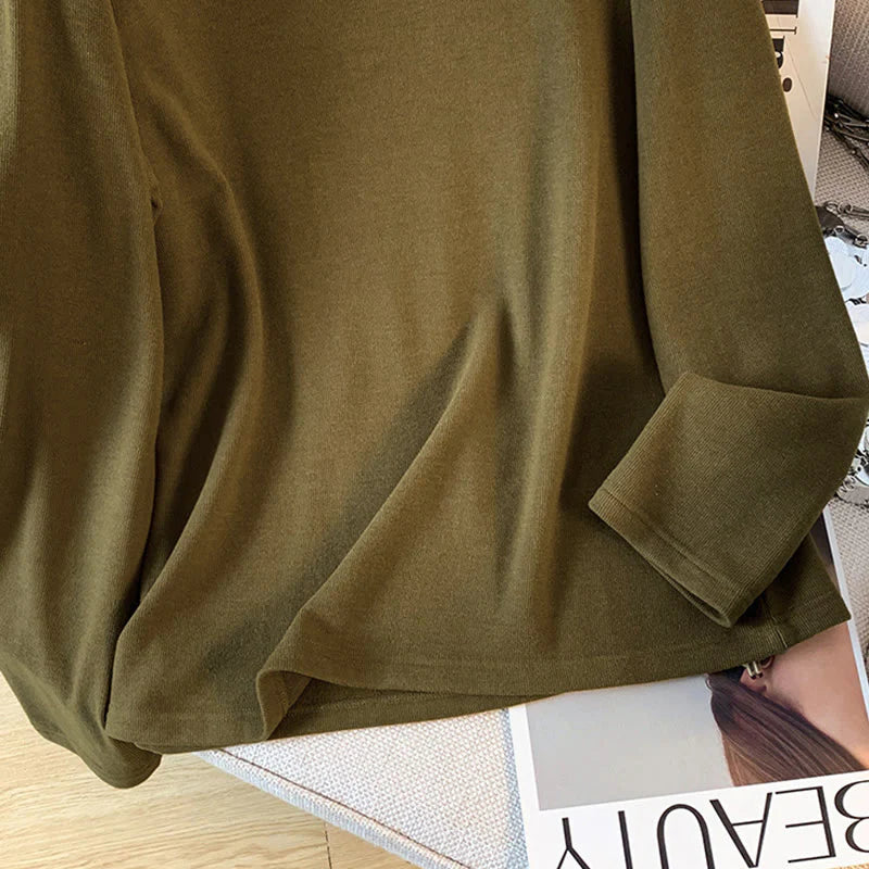 Buddha Stones Spring Solid Color Stand Collar Frog-button Design Women's Cotton Long Sleeve Shirt