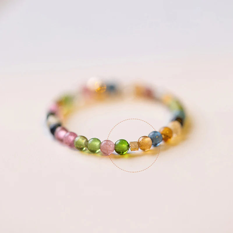 Buddha Stones Natural Tourmaline Positive Love Ring