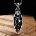 Buddha Stones Tibetan Om Mani Padme Hum Nine-Eye Dzi Bead Pattern Peace Purity Rotatable Necklace Pendant