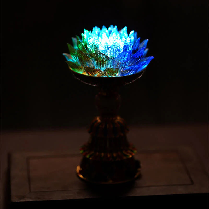 Buddha Stones Lotus Liuli Glass Eight Auspicious Symbols Base Enlightenment Home Decoration