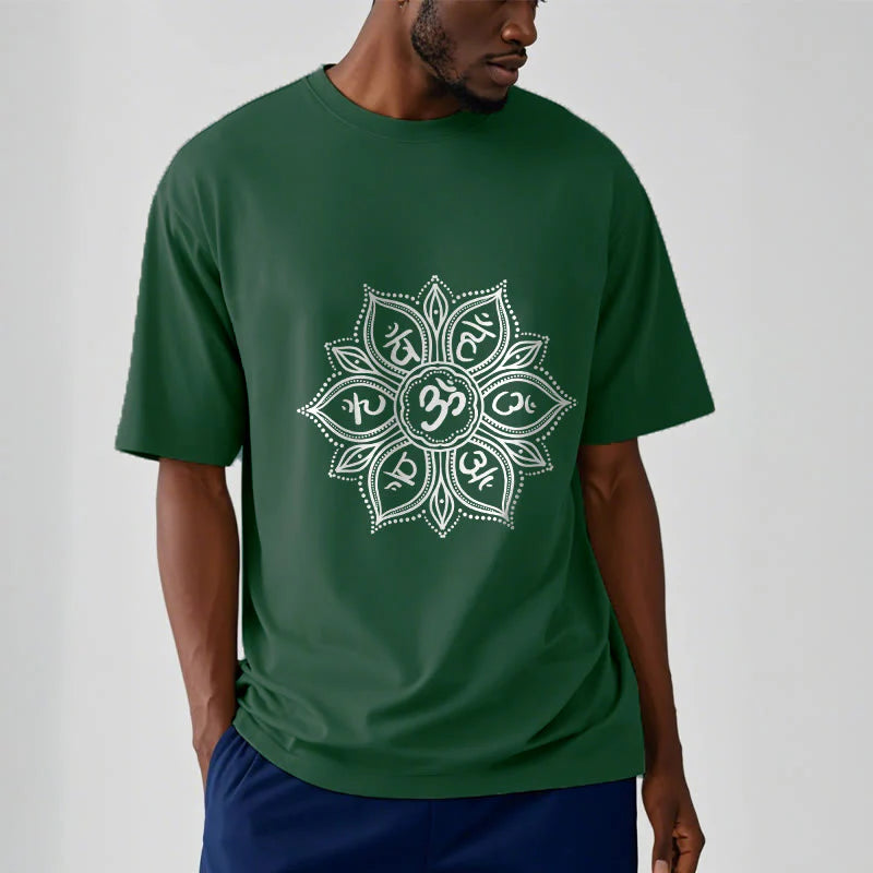 Buddha Stones Mandala Flower Om Mani Padme Hum Mantra Tee T-shirt