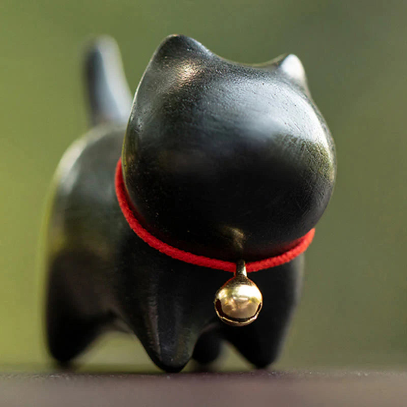 Buddha Stones Green Sandalwood Small Leaf Red Sandalwood Cute Cat Animals Soothing Peace Decoration