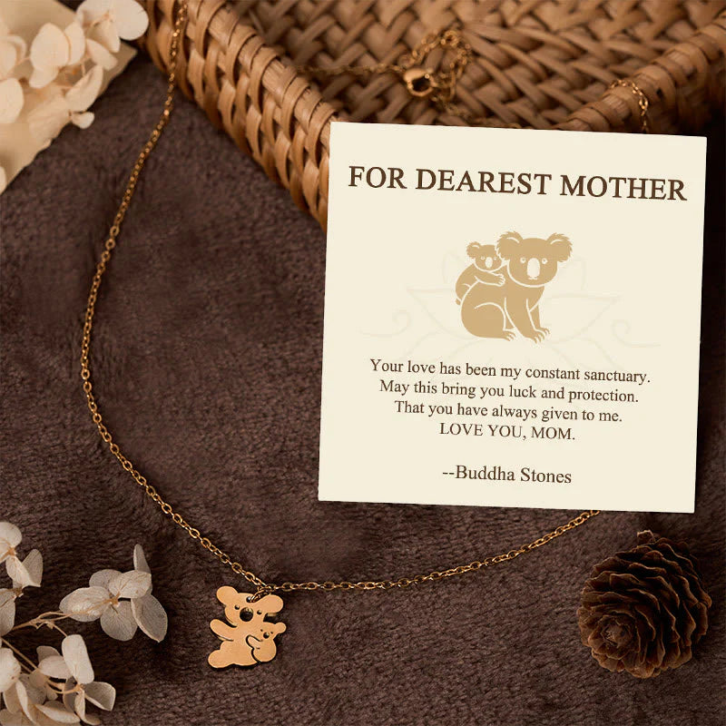 Buddha Stones FOR DEAREST MOTHER Koala Titanium Steel Calm Necklace Pendants Includes Gift Message Card