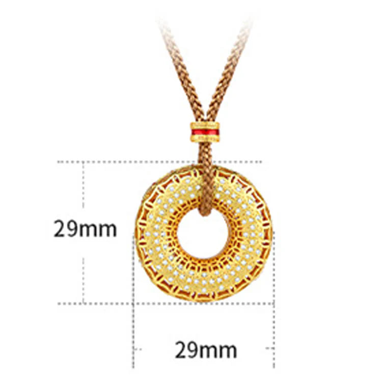 FREE Today: Auspicious and Fortune Copper Coin Pattern Peace Buckle Copper Necklace Pendant
