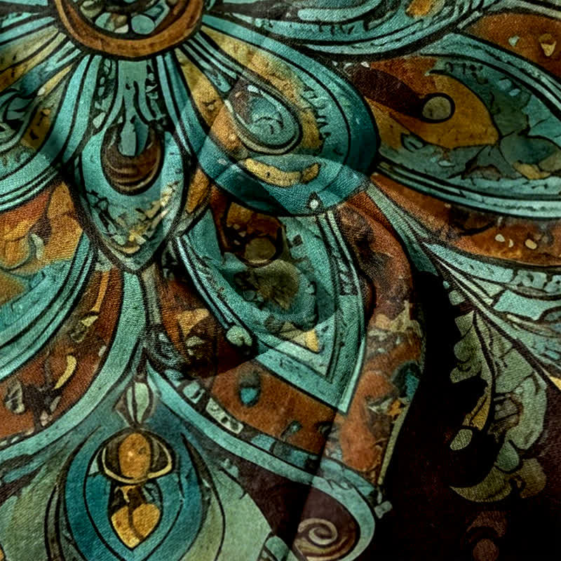 Buddha Stones Cotton Paisley Mandala Pattern Elastic Waist Women's Pants With Pockets