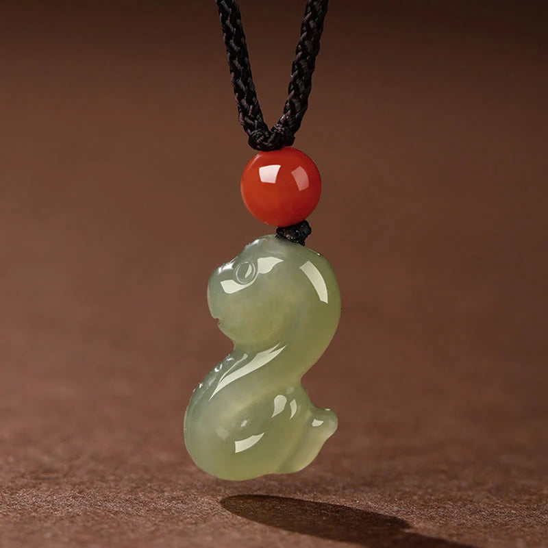 Buddha Stones Chinese Zodiac Year Of The Horse Jade South Red Agate Prosperity Necklace Pendants