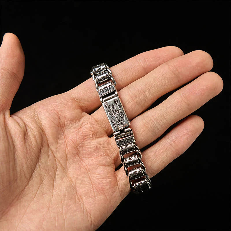 Buddha Stones Tibetan Auspicious Clouds Copper Om Mani Padme Hum Peace Metal Bracelet