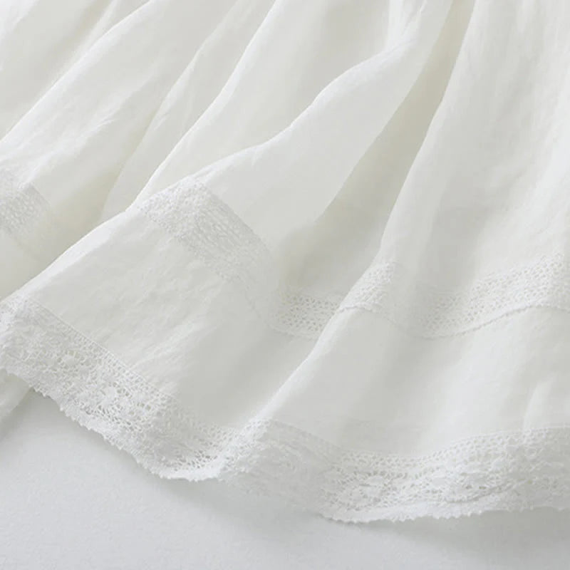 Buddha Stones Solid Lace Elastic Waist Cotton Women's Skirt