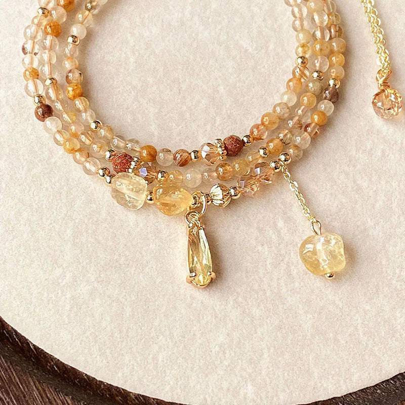 FREE Today: Creativity and Pleasure Natural Citrine Beads Multi Layer Bracelet