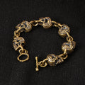 Buddha Stones Retro Copper Brass Skull The Lord Of The Corpse Forest Protection Bracelet