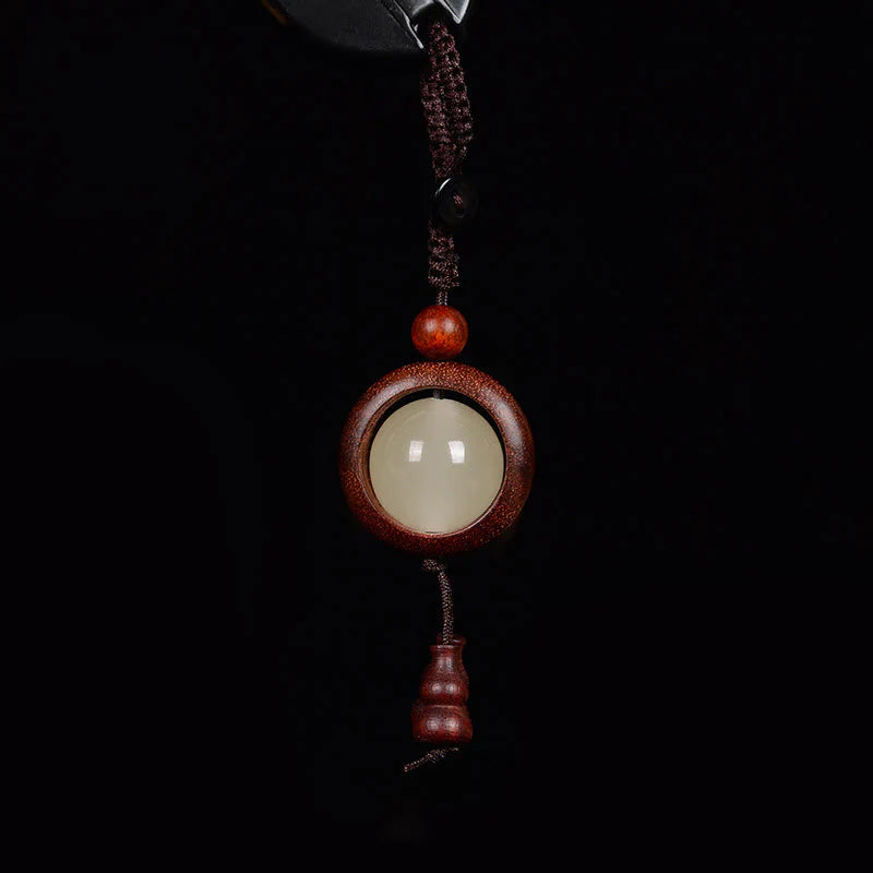 Buddha Stones Red Sandalwood Ebony Wood Green Sandalwood Luminous Lucky Bead Gourd Peace Key Chain