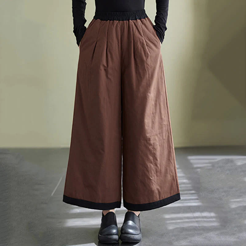 Buddha Stones Casual Plain Women's Wide Leg Pants With Pockets
